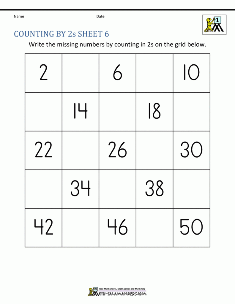 Counting By 2's To 100 Worksheets For 1st Grade - CountingWorksheets.com