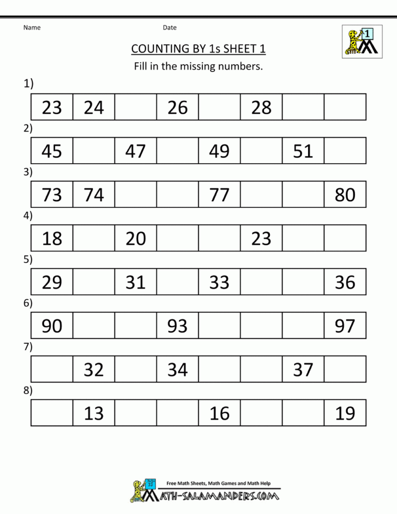 1st Grade Math Worksheets Counting By 1s 5s And 10s