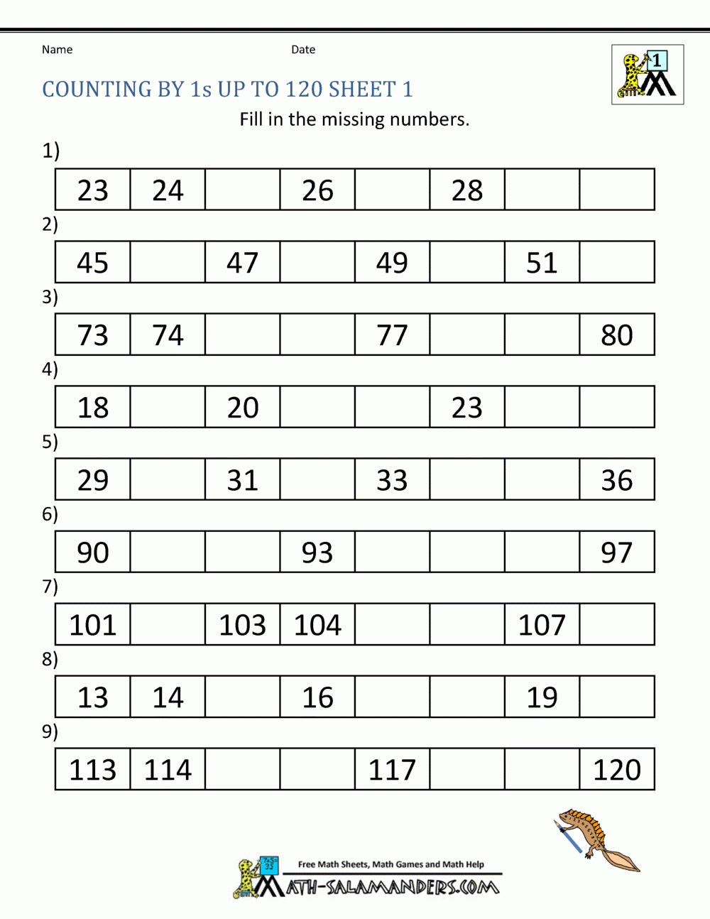 1st Grade Math Worksheets Counting By 1s 5s And 10s