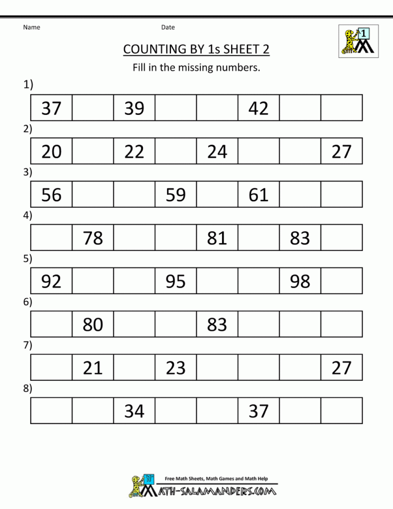 1st Grade Math Worksheets Counting By 1s 5s And 10s