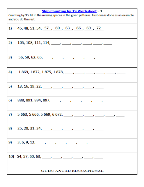 3rd Grade Math Skip Counting Worksheets