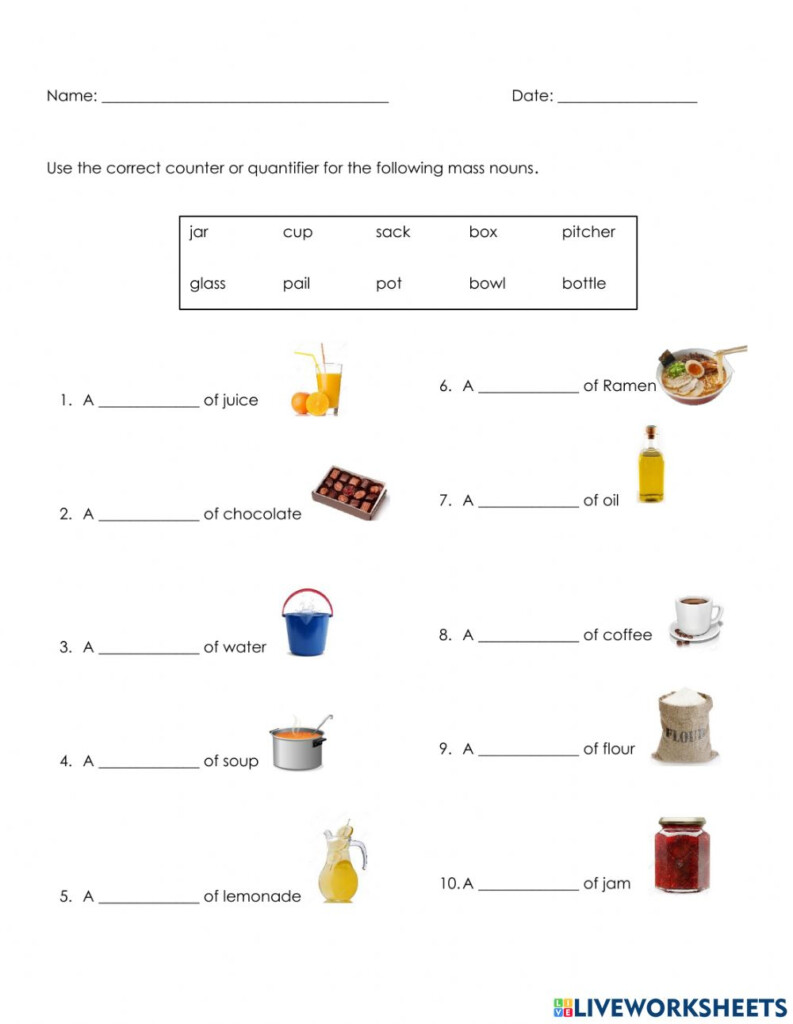 Actividad De Count And Mass Nouns