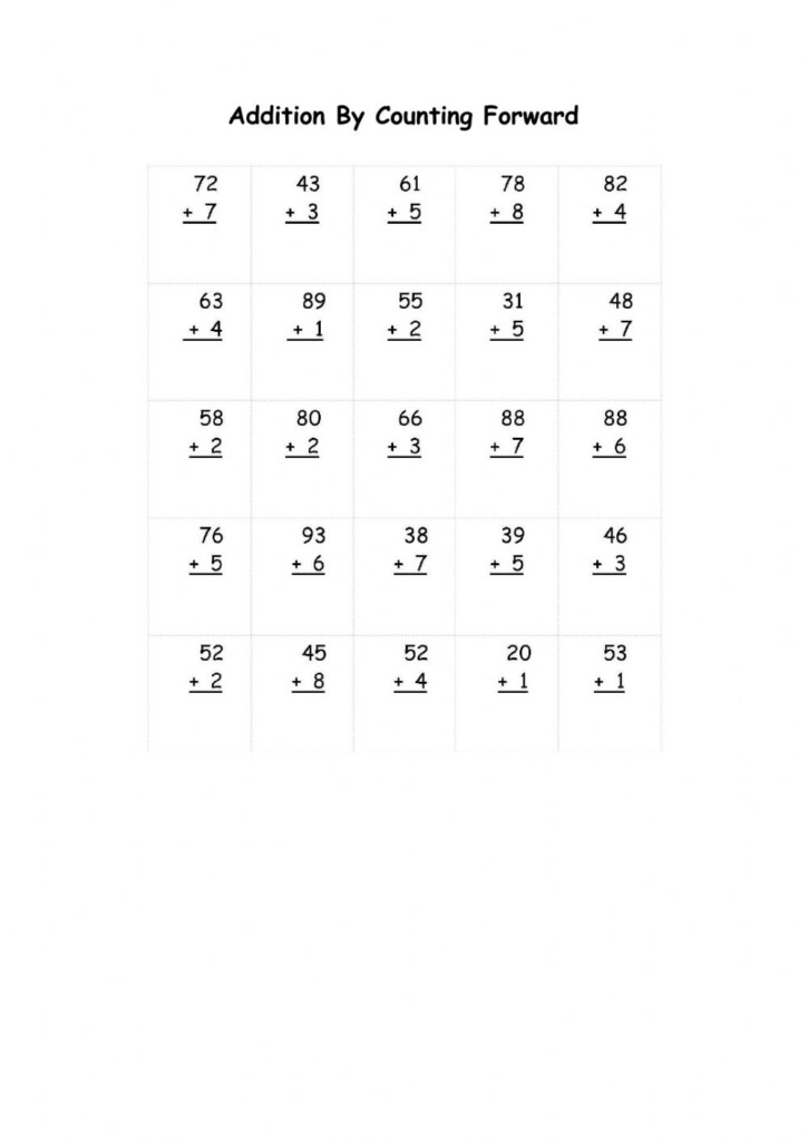 Addition By Counting Forward Worksheet