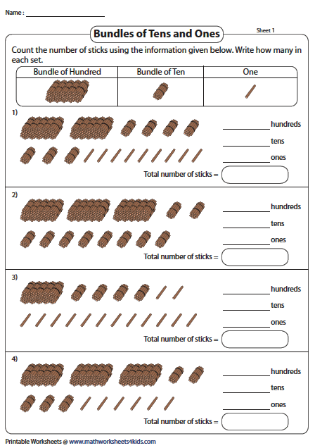 Bundles Of Tens And Ones Worksheets Tens And Ones Tens And Ones 