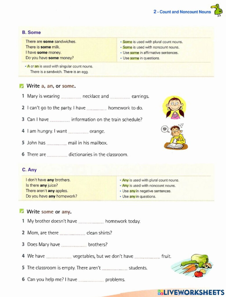 Count And Noncount Nouns Interactive Exercise For Grade 3