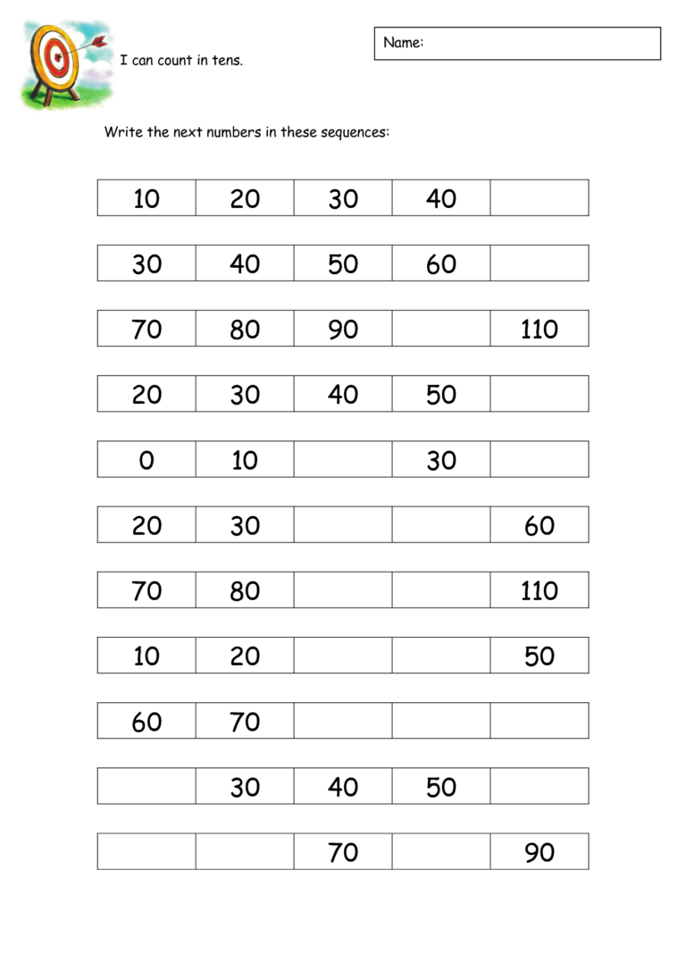 Count By 10s Worksheet 101 Printable - CountingWorksheets.com
