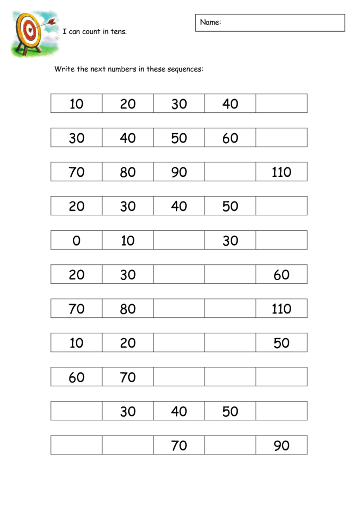 Count By 10s Worksheets Fun Math Worksheets Activities For 5 Year 