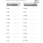 Countable And Uncountable Nouns Exercise For Grade 4