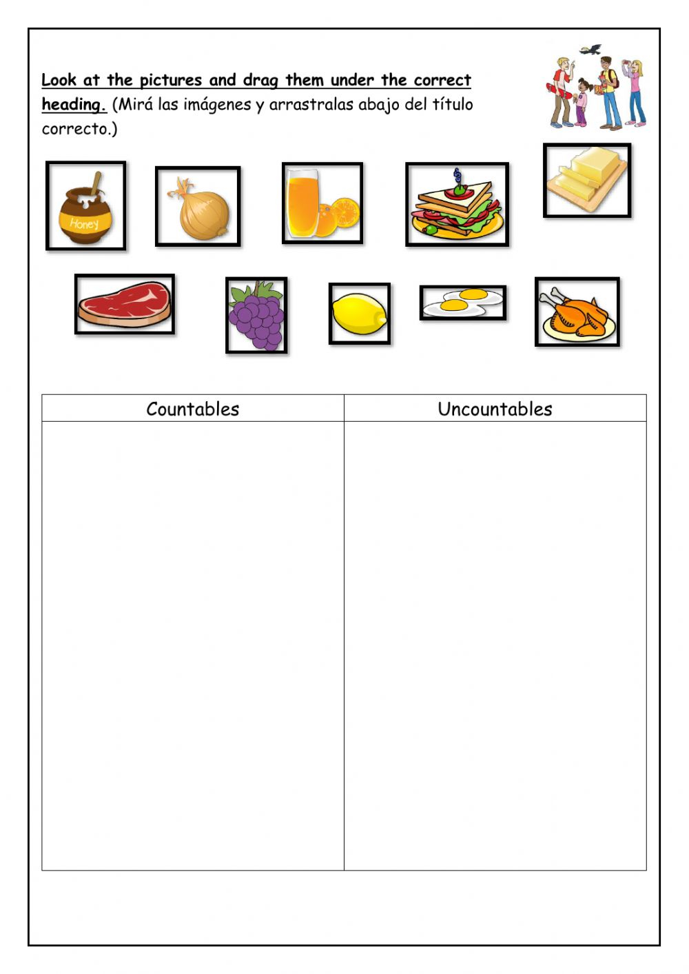Countable And Uncountable Nouns EXTRA 4th Form Worksheet