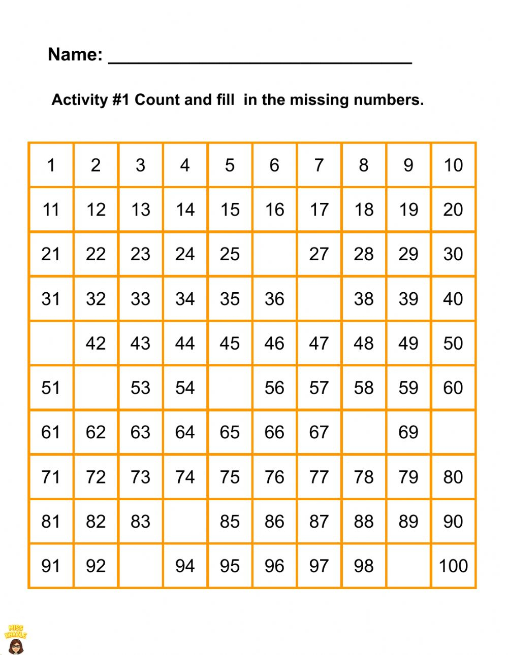 Counting 1 100 Worksheet - Countingworksheets.com