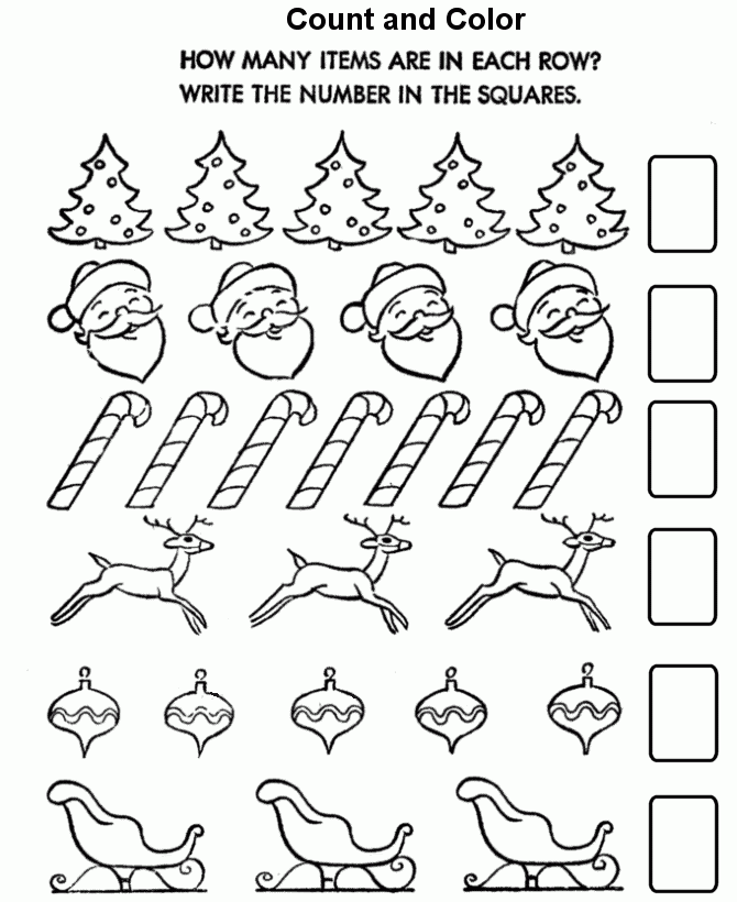 Counting Activity Sheet Christmas Objects Christmas Worksheets