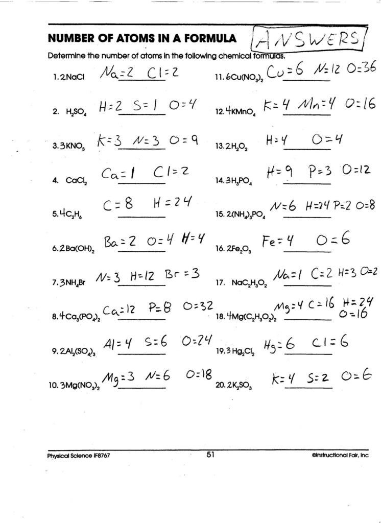 Counting Atoms Worksheet Answer Key Education Template