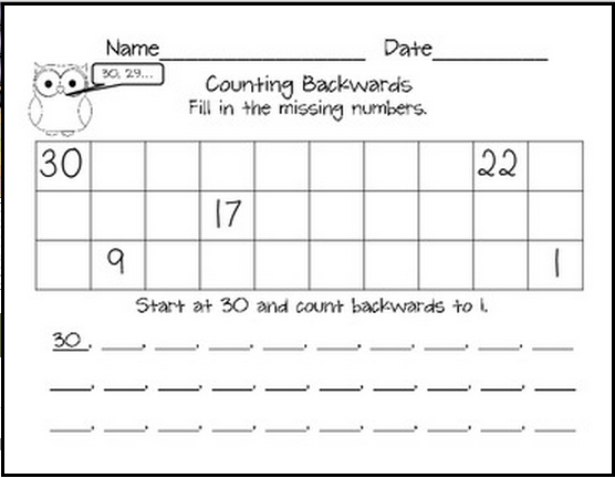 Counting Backwards 1st Grade Math Worksheets Kindergarten Math 