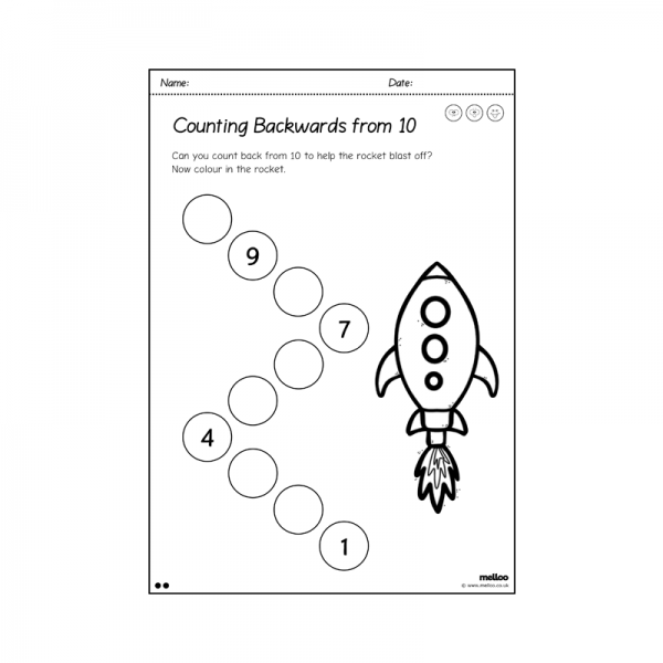 Counting backwards from 10 worksheets Melloo Counting Backwards 