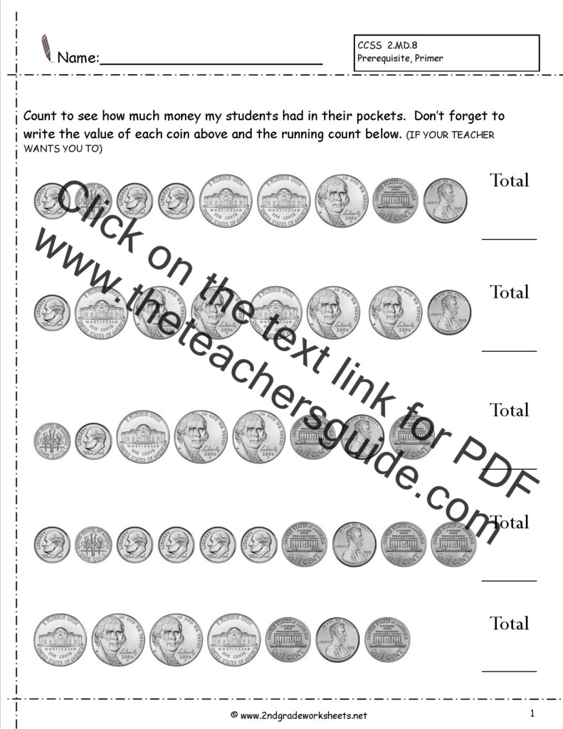 Counting Coins And Money Worksheets And Printouts