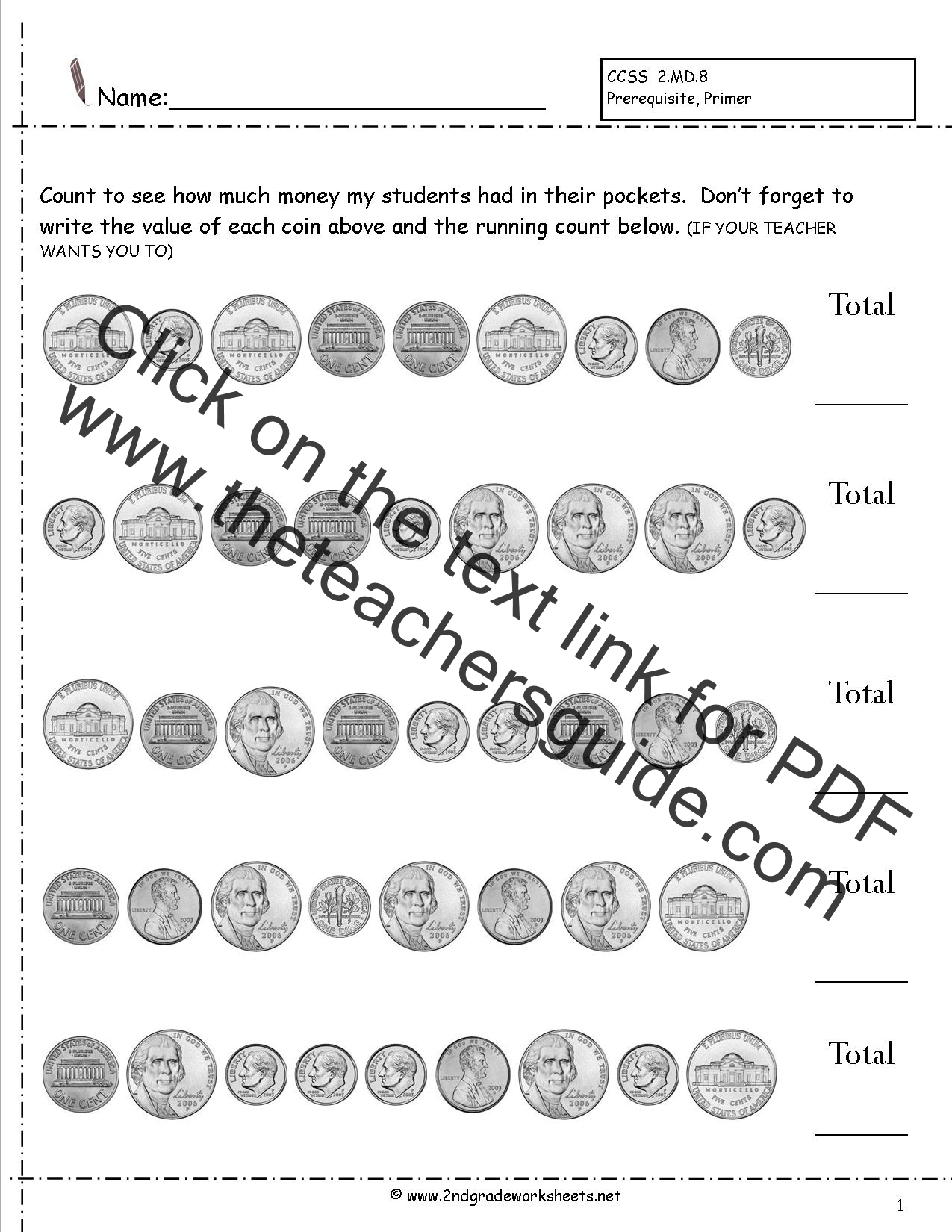 Counting Coins And Money Worksheets And Printouts