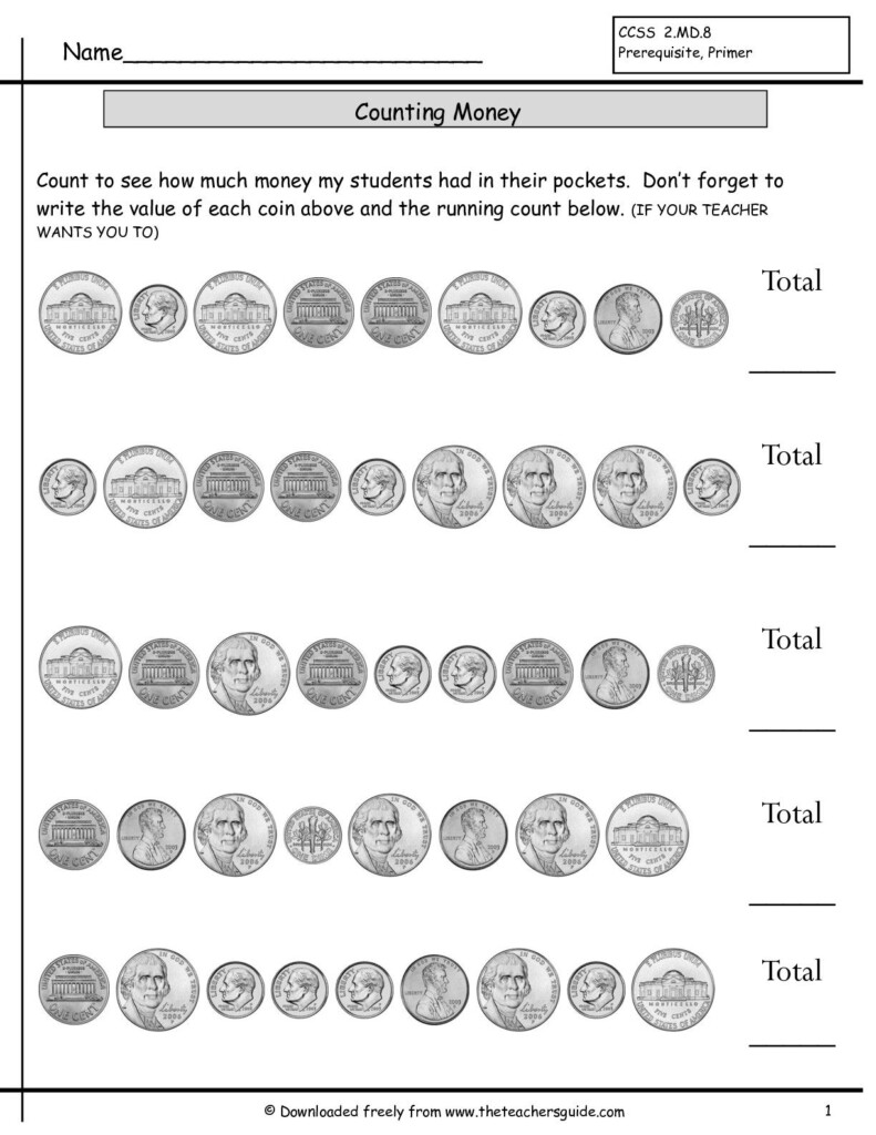 Counting Coins Worksheets From The Teacher s Guide Counting Money 