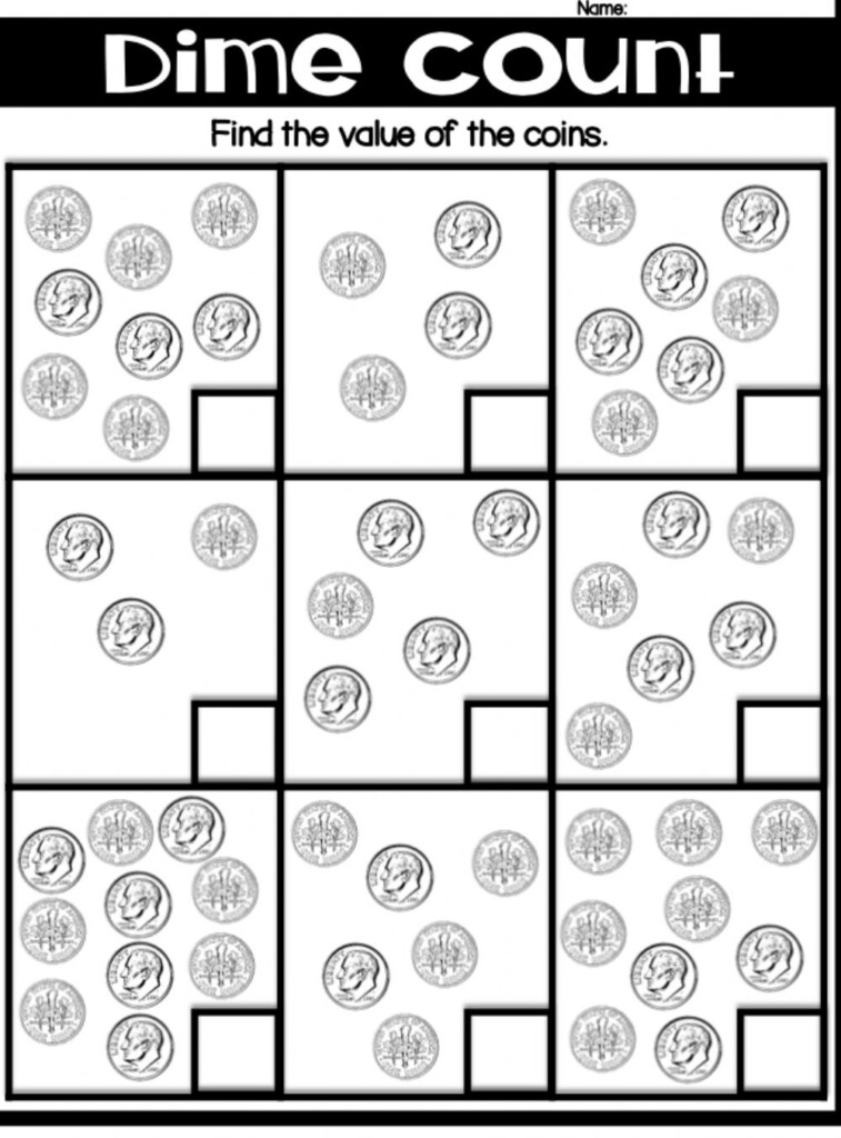 Counting Dimes Worksheet