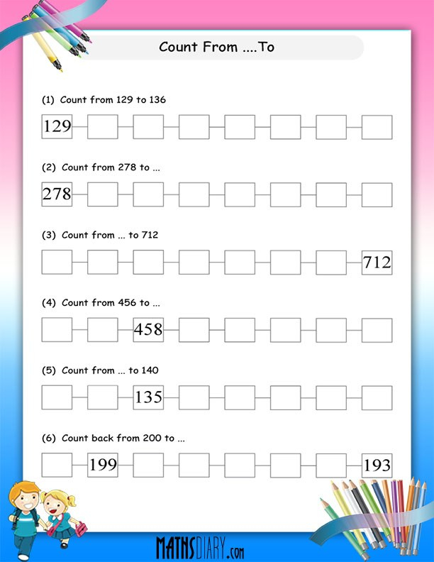 Counting Forward Math Worksheets MathsDiary