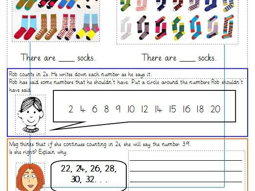 Counting In 2 s Differentiated Worksheets Year 1 White Rose 