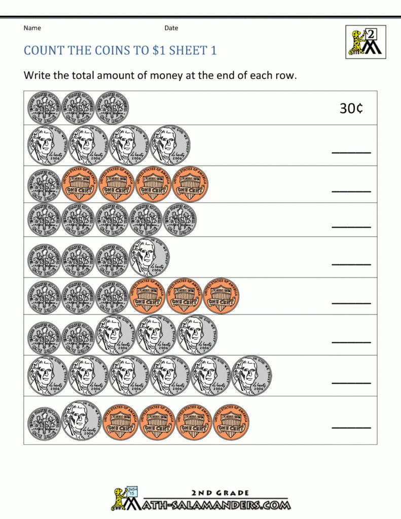 Counting Money Worksheets Up To 1