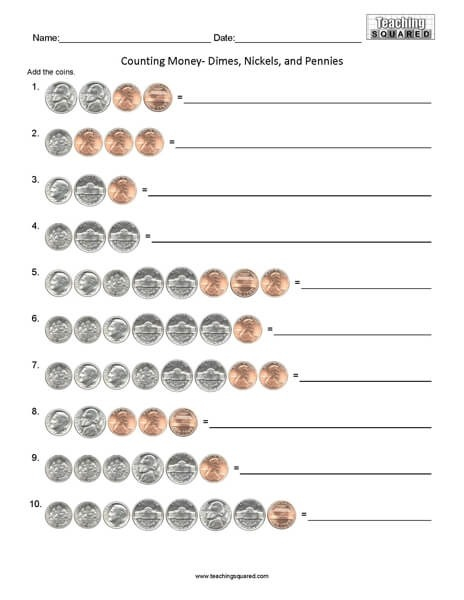 Counting Pennies And Nickels Worksheets For First Grade Worksheets Master