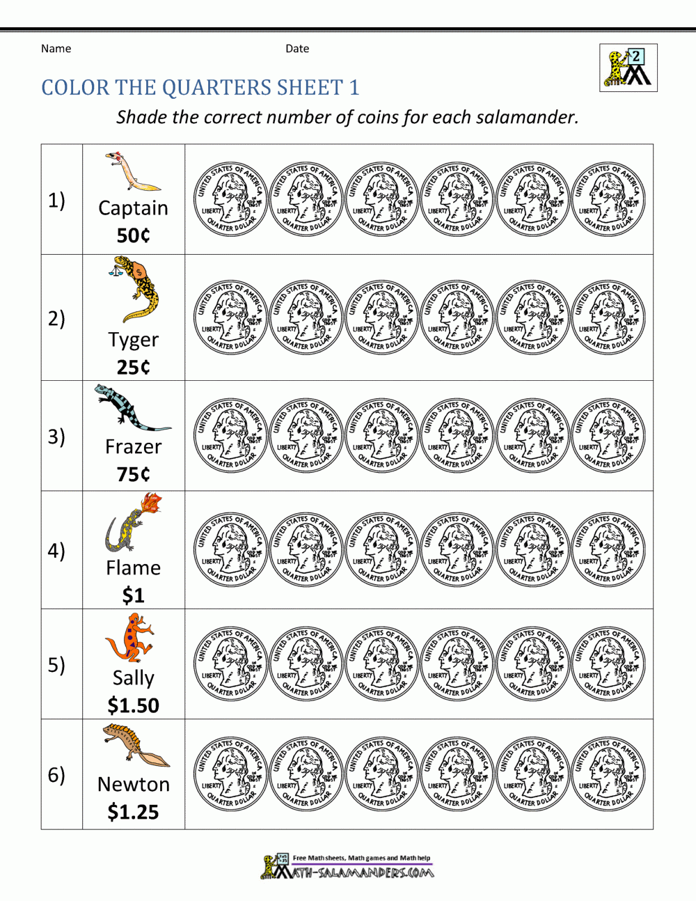 Free 2nd Grade Worksheets On Counting Quarters Guideline 6686