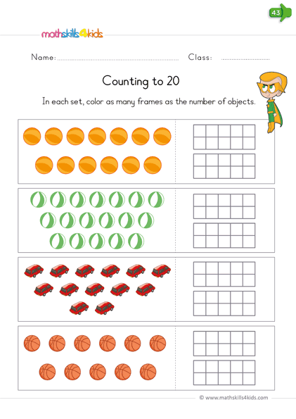 Counting To 20 Worksheets Pdf For Kindergarten Kinders Counting 