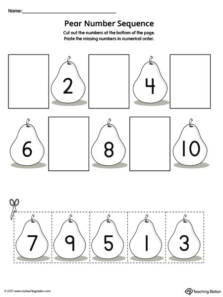 Cut And Paste Number Sequence 1 10 Printable MyTeachingStation ...