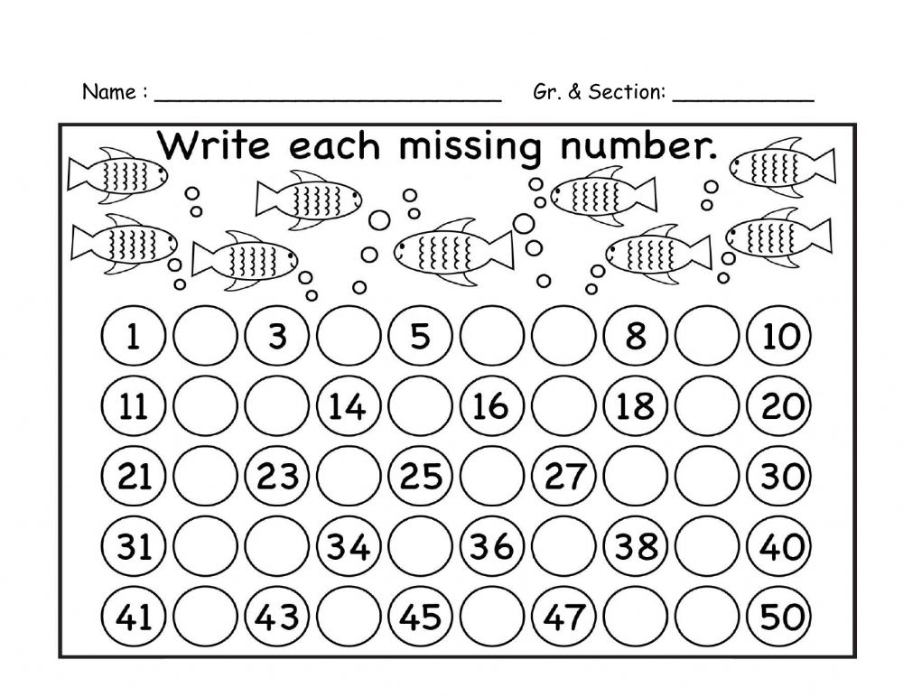 Ejercicio Interactivo De Counting 1 50