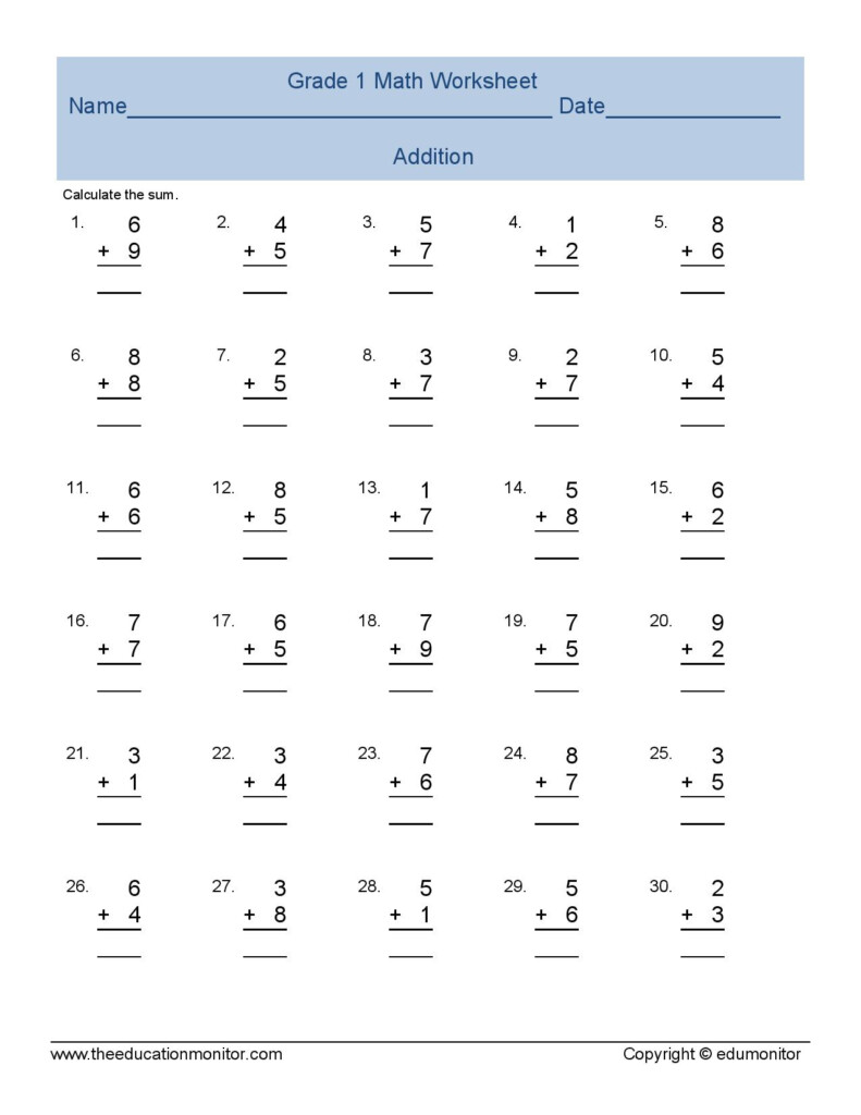 First Grade Addition Math EduMonitor