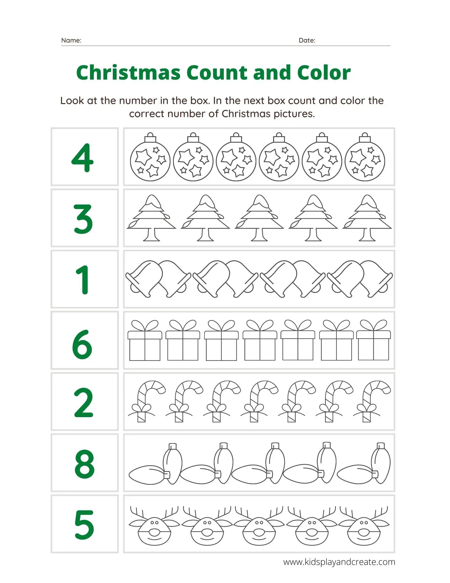 Free Christmas Worksheets For Preschool And Kindergarten Kids Play ...