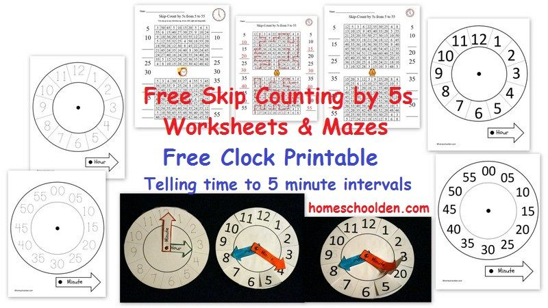 Free Clock Printable Free Skip Counting By 5s Activities Homeschool