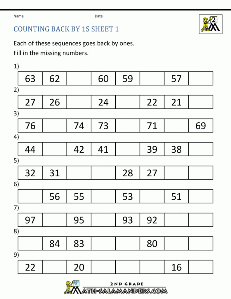 Free Counting Worksheets Counting By 1s