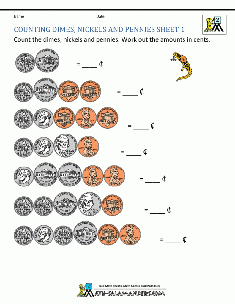 Free Printable Counting Money Worksheets For 2Nd Grade Free Printable