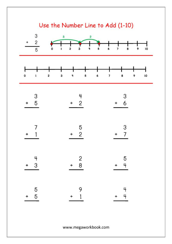 Free Printable Number Addition Worksheets 1 10 For Kindergarten And 