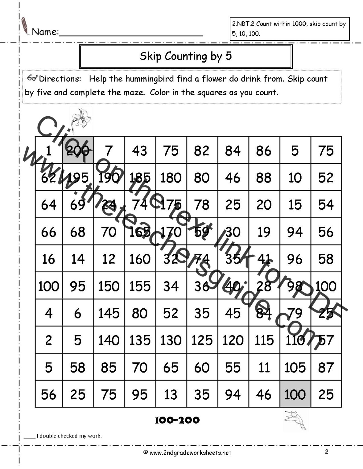 Free Skip Counting Worksheets