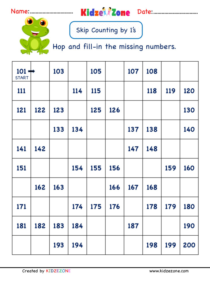 Grade 1 Math Number Worksheets Skip Counting By 1