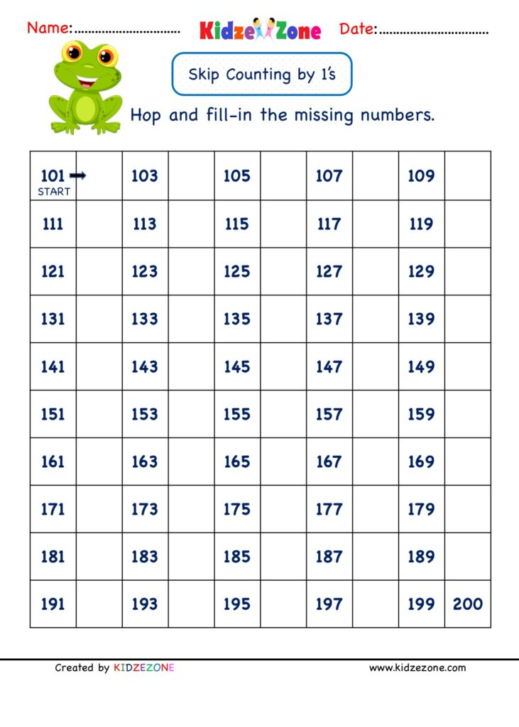 Grade 1 Math Number Worksheets Skip Counting By 1