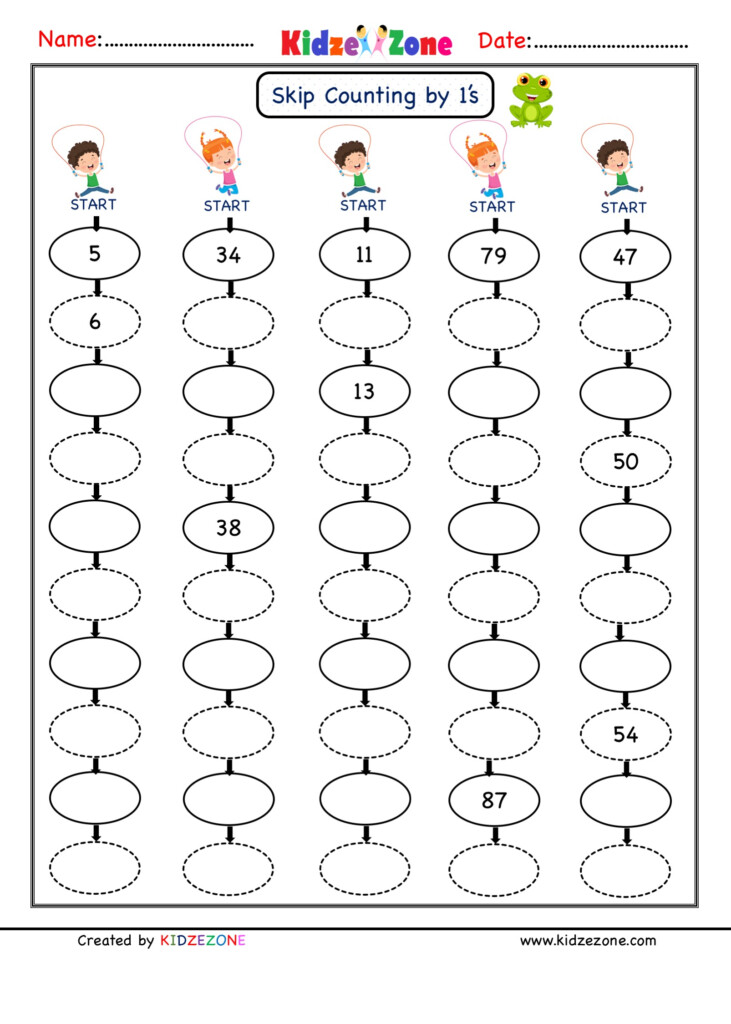 Grade 1 Math Number Worksheets Skip Counting By 1 Sheet 26