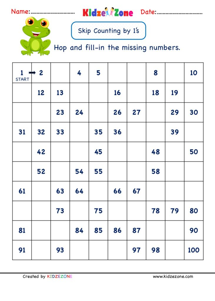 Grade 1 Math Number Worksheets Skip Counting By 1