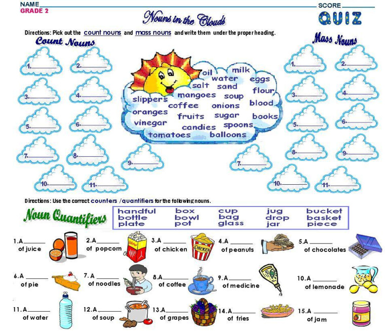 Mass Noun And Count Noun Worksheets For Grade 2 CountingWorksheets