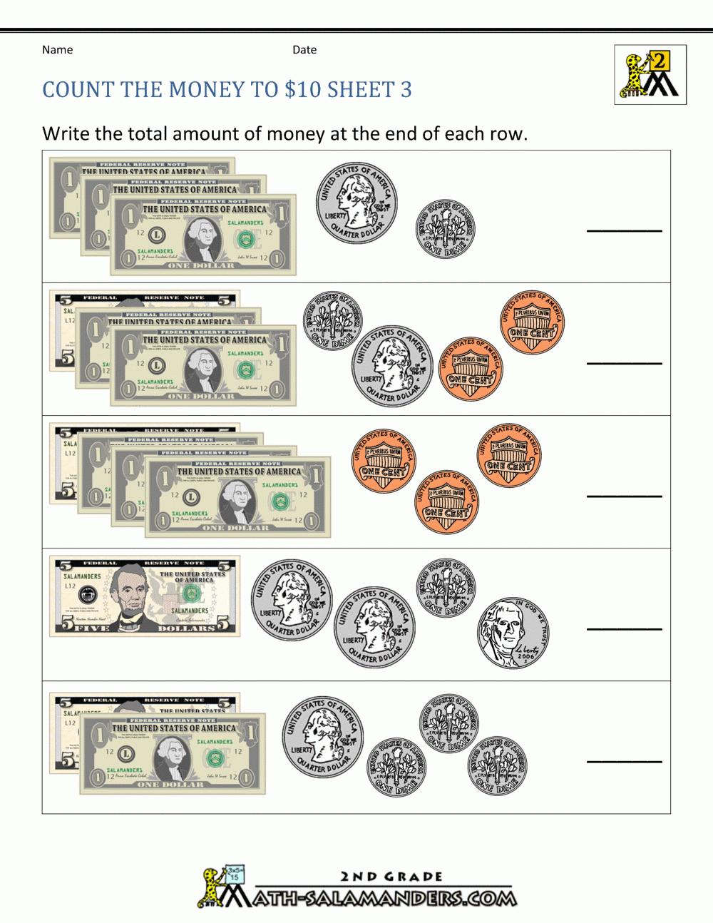 Grade Coin Worksheets Free Printable Money Math For 3rd Making Money