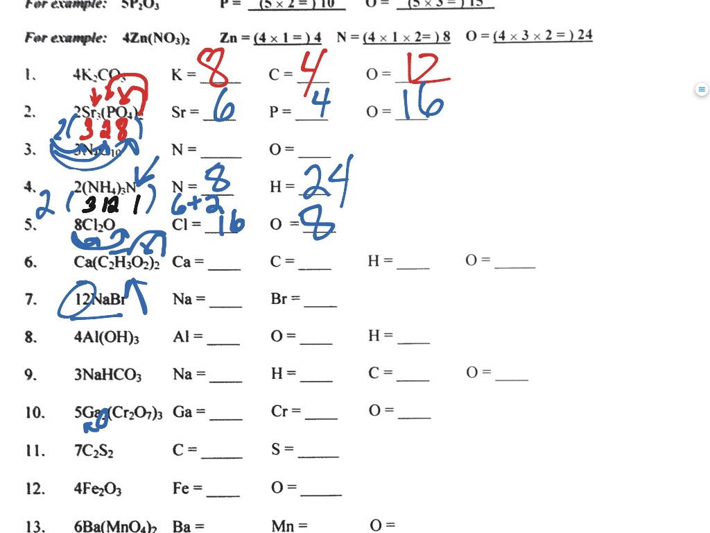 HW 3 Counting Atoms In Compounds W s Science Chemistry Atoms 