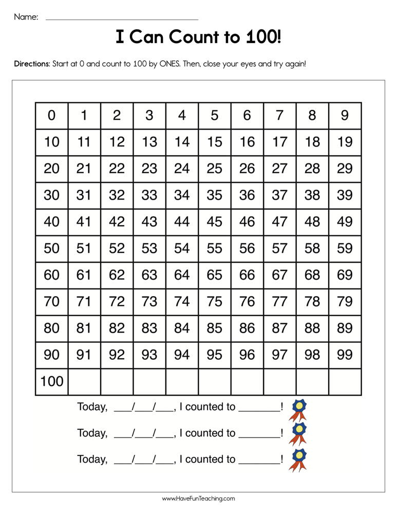 I Can Count To 100 Worksheet Have Fun Teaching