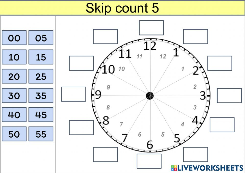 Minutes skip Count 5 Worksheet