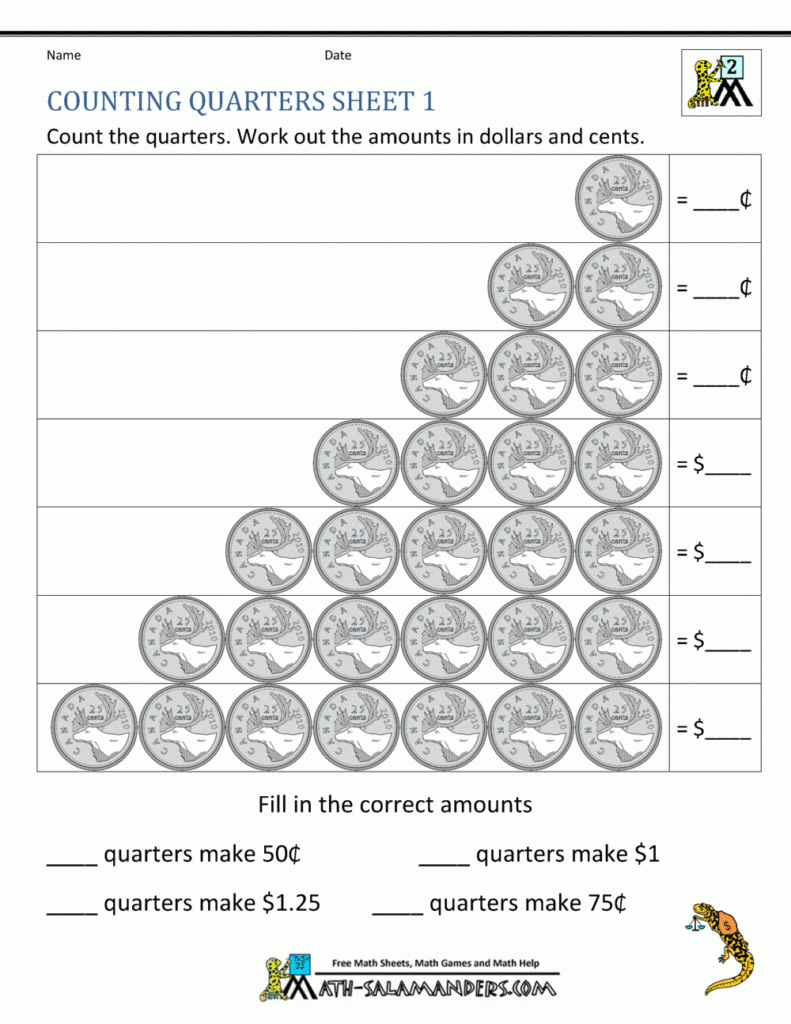 Money Worksheets Canada