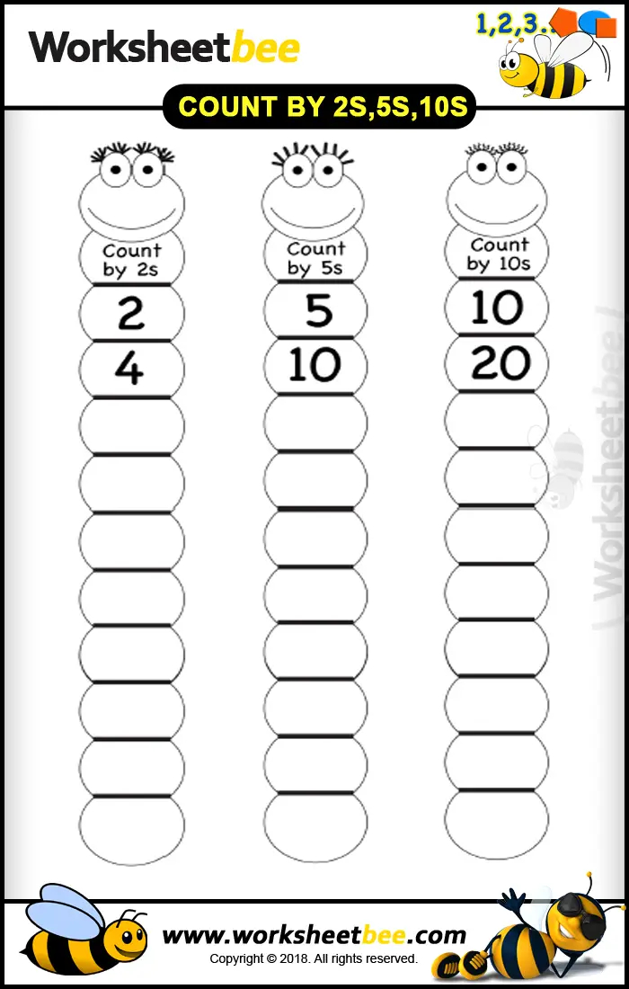 New Printable Worksheet For Kids Count By 2s 5s 10s Worksheet Bee ...