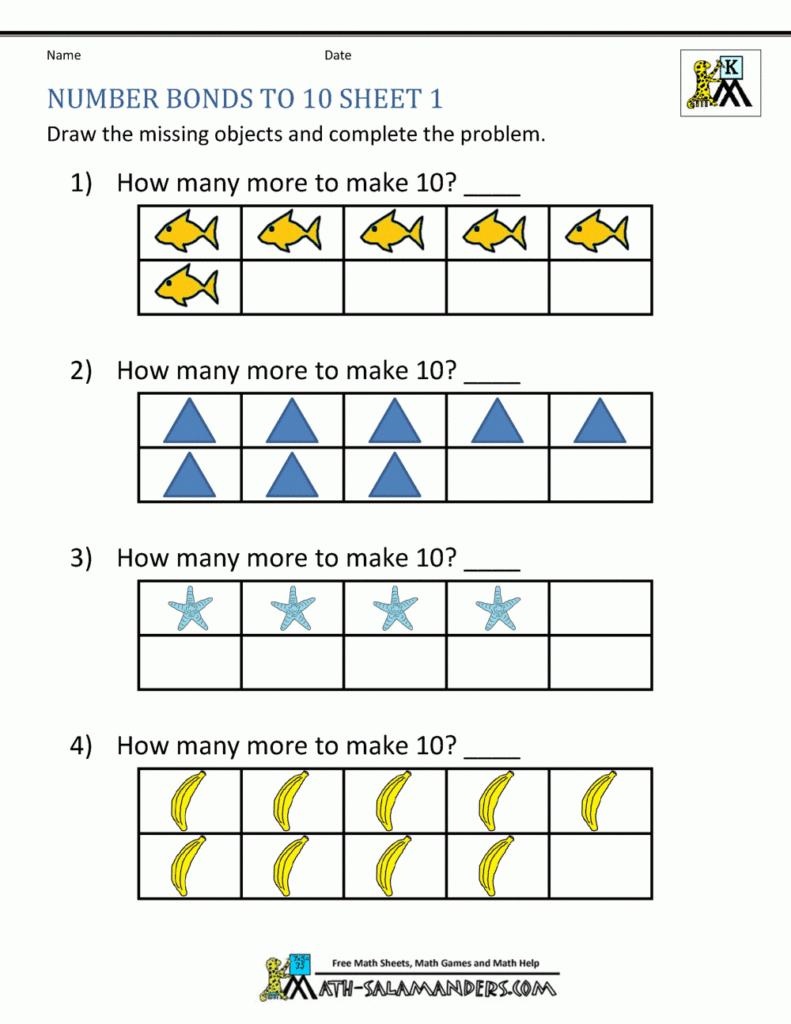 Number Bonds To 10 Worksheets