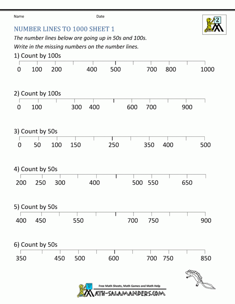 Number Line Worksheets Up To 1000